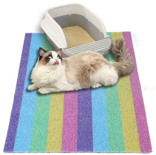 Katzenklo Matte Premium Katzenstreu Matte Katzenklo Rutschfest Katzenklo Vorleger mit Seidenring Auslaufsicher Geruchsdicht und Leicht zu Reinigen Katzenstreu Matte für Hunde und Katzen 60 x 90cm