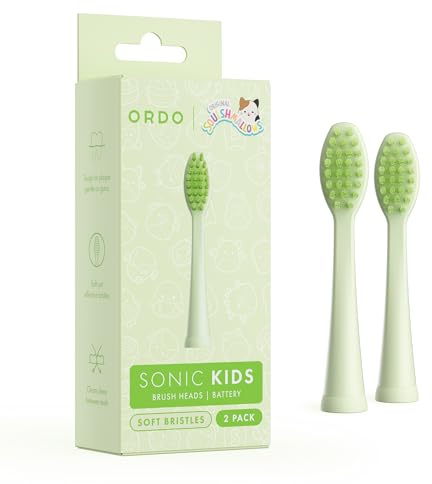 Ordo Squishmallows 2 Replacement Brush Heads for Battery Toothbrush, Soft Bristles, Gift for Kids Aged 4 Years and Up, Rutabaga