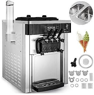 Macchine Per Gelato Soft 18-28L / H Distributori Automatici Per Sorbetti Commerciali Distributore Automatico Di Attrezzatura Per Congelamento A Cono Dolce Da Tavolo Tricolore,28l/H-Silver 1200W