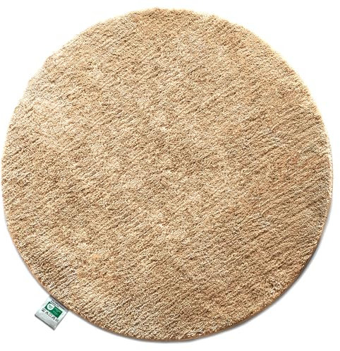 KARAT Badematte Sky, Badteppich in Rund, Dichtes, Flauschiges Wohlgefühl für Ihr Zuhause, Badvorleger rutschfest waschbar, schadstoffgeprüft (Beige, 120 cm (Rund))