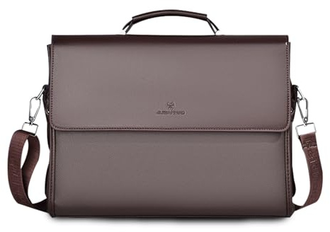 FANDARE Uomo Ventiquattrore 24 Ore Borsa a Tracolla PU Pelle Borse a spalla Business Borsa da giorno Sacchetto Borsetta per 12.9 pollice laptop Cartella Portadocumenti Crossbody Messenger Bag Marrone