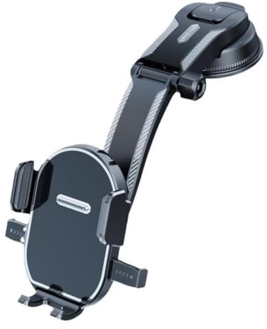 JUGUTA - Soporte para Teléfono Móvil con Ventosa Y Clip para Rejilla De Ventilación, 25 Kg, Rotación De 360°, Cierre Rápido, Brazo Telescópico para iPhone Samsung, Salpicadero Y Parabrisas De 4