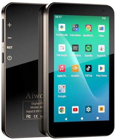 160GB MP3 Player with Bluetooth and WiFi - Aiworth GMS Certified Android Streaming Music Player with Spotify,Portable 4 Touch Screen MP4 MP3 Music Player for Kids with APP Store (Midnight)