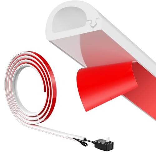 Homshsjhkis Goulotte Passe Cable, Passe-Câbles Autocollant 300cm, Adhésif Cache Cable TV Mural, Goulotte Electrique, Flexible Bureau, Concerts, Protection Prévention Trébuchements, Goulotte Décorative