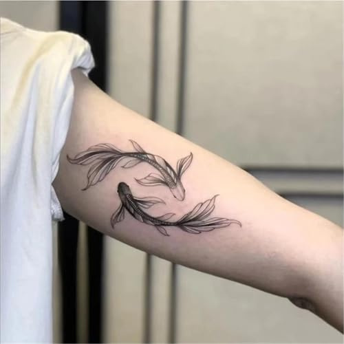 Tatuajes temporales herbales de carpa doble, semipermanentes, no reflectantes, resistentes al agua, duran dos semanas. Tatuajes falsos.