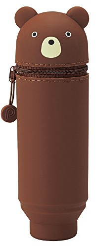 LIHIT LAB Kawaii Japanese Bear Stand Up Pencil Case For School Office College, Cute School Supplies, Animal Pen Holder Pouch Holder Teen Girls, Travel Cosmetics Storage, Artist Pencil Case (A7712-1)