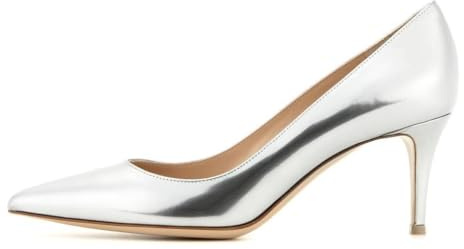 EDEFS - Escarpins Femme - Kitten-Heel Chaussures - Bout Pointu Fermé - Classique Bureau Soiree Shoes - Argent - Taille 38