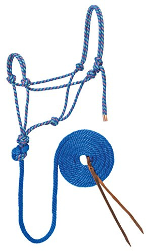 Weaver Leather Diamond Braid Rope Halter and Lead, Blue/Orange/Lime, 10feet