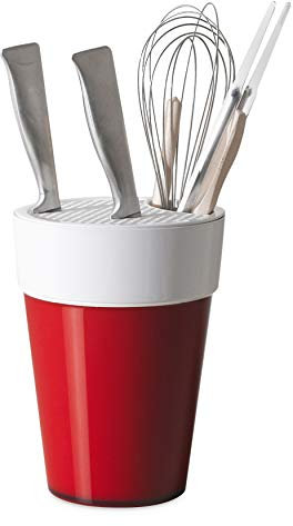 Omada Design Ceppo Coltelli Multifunzione da 22cm, Portacoltelli Capiente, Lavabile in Lavastoviglie, Made in Italy, Linea Trendy, Rosso