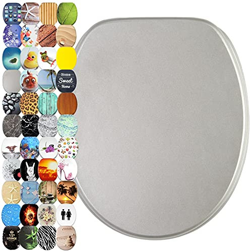 Sanilo Tapa de inodoro con cierre suave, gran selección de atractivos asientos para WC y duradera de madera (Brillo de plata)