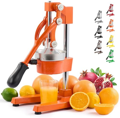 CO-Z Cast-Iron Manual Citrus Juicer Press, Heavy Duty Commercial Orange, Lemon, Lime & Pomegranate Squeezer, 6 kg Countertop Hand Juice Extractor with 304 SS Strainer for Home, Café & Bar, Orange