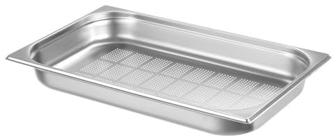 HENDI Bac Gastronorme, GN 1/1, avec fond perforé uniquement, récipient GN, empilable, bords lisses, résistant à la température de -40° à 300°C, 9L, hauteur: 65mm, inox