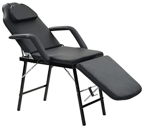vidaXL Kosmetikliege Tragbar Kunstleder Schwarz Massageliege Kosmetikstuhl