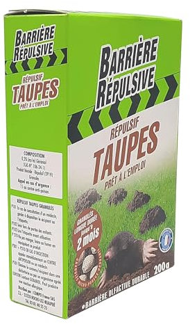 BARRIERE REPULSIVE Répulsif Taupes, Prêt à l'emploi, Protection jusqu'à 2 mois, 200 g