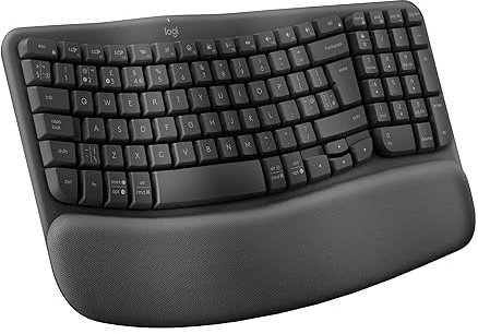Logitech Wave Keys kabellose ergonomische Tastatur - Grafit, Spanisches QWERTY-Layout
