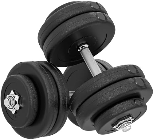 HOMCOM Set di Manubri Palestra Regolabili 2x25kg, Coppia Manubri Regolabili Salvaspazio con Impugnatura Antiscivolo, Allenamento Fitness Casa, Nero