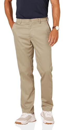 Amazon Essentials Men's Straight-Fit Stretch Golf Trousers, Khaki Brown, 42W / 34L