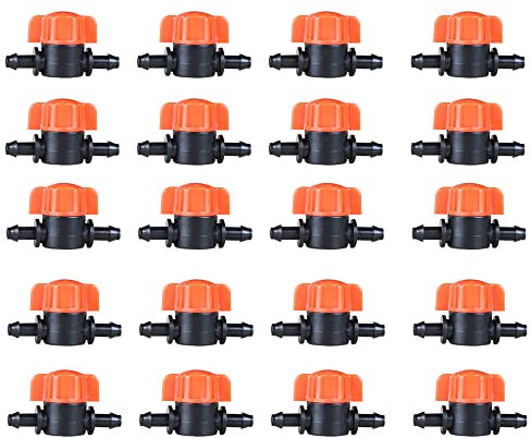 UCLEVER Lot de 20 Vanne Commutation d'Irrigation pour 4/7mm Tuyau, Irrigation Pipe Valve Switch, Robinet Jardin en Plastique PE, Robinet Barbelé Double Mâle, pour L'irrigation des Pelouses de Jardin