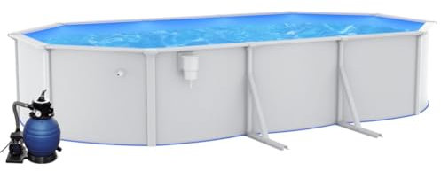 vidaXL Pool mit Sandfilterpumpe Swimmingpool Schwimmbad Schwimmbecken Familienpool Gartenpool Planschbecken Aufstellpool Frame Pool 610x360x120 cm