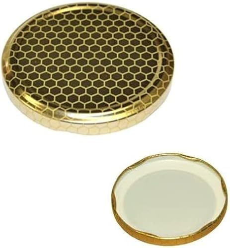 Opiros Promo Capsule Alveolate Per Barattoli Miele Conserve Coperchi Dorati Con Disegno Alveare Per Vasetti Vetro (Diametro mm.70 Pezzi 100)