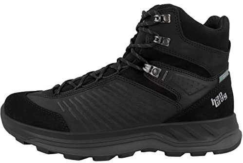 Hanwag M Bluestrait Mid Es Schwarz - Merino Rutschfester weicher Herren Leder Wanderstiefel, Größe EU 44 - Farbe Black -