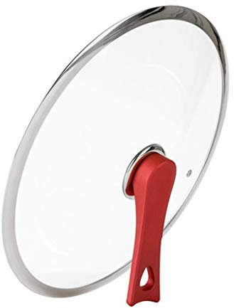 Pannlock Transparent fristående pannlock med härdat glas för stekpanna Stekpanna Stekpanna Lock Pannlock Kastrulllock (Färg: Röd, Storlek: 32cm) (Röd 32cm)