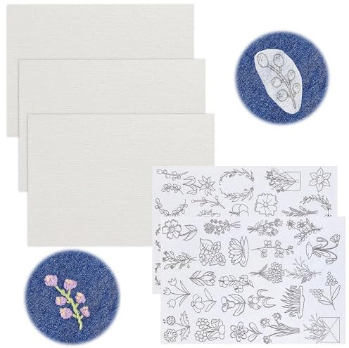 ANFUXT Wasserlöslicher Stabilisator Stickvorlagen Stickvlies Stickaufkleber Stickvorlagen Wasserlöslich Stabilisatoren zum Handnähen Für Stoff, Stickerei, Stichübung, Stickstabilisatoren (B)