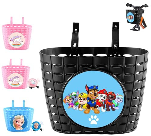 YOUYIKE Fahrradkorb für Kinder, Schwarz, Wasserdicht und Robust, Vorne Montierbar, Kinderfahrrad Zubehör, Bike Basket für Jungen, Mädchen, Schule, Outdoor