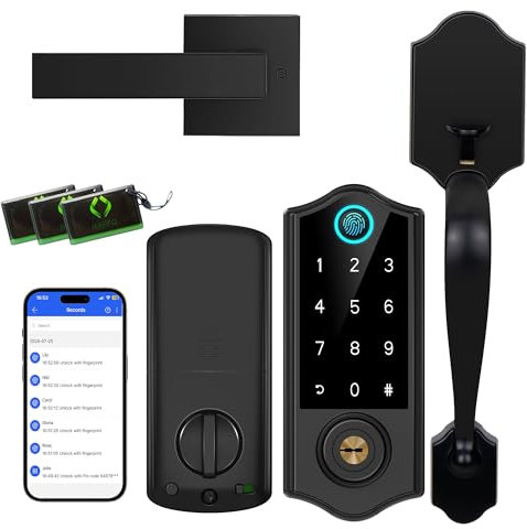 Harfo Fingerprint Smart Door Lock Front Door with Handle Set App Control