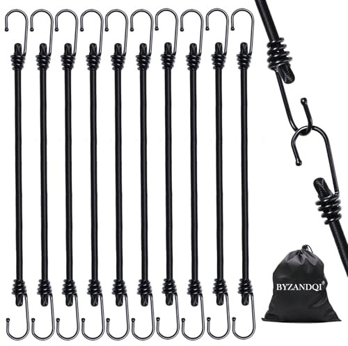 BYZANDQI Spanngummi mit Haken, 10er-Set Gepäckspanner 30cm Expander mit Haken, Spanngurte Gummispanner für Gepäck Camping Ladesicherungen (30cm x 10stk)