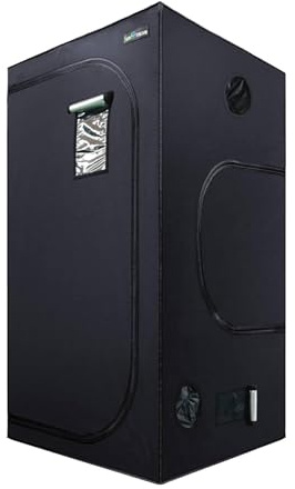 SunStream Grow Tent - Tenda da coltivazione Grow Box 60x60x140 cm, idroponica, tenda di crescita con finestra di osservazione per piante (nero, 24x24x56)