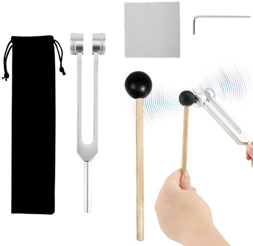 128Hz Tuning Fork with Silicone Hammer & Bag - for DNA Repair, Tuning Fork Medical,Sound Healing Therapy, Chakra Balancing, and Diagnostic Use, Aluminum Alloy