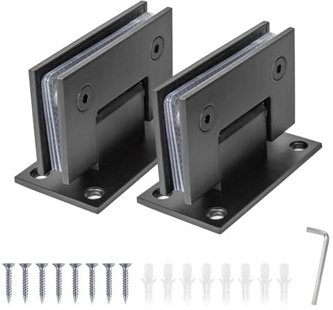 Cokritsm Noir 2Pack Charnières de porte de douche en verre 90 degrés Charnières de porte en verre Pièces de rechange avec matériel de montage Pince de porte de salle de bain en acier inoxydable pour