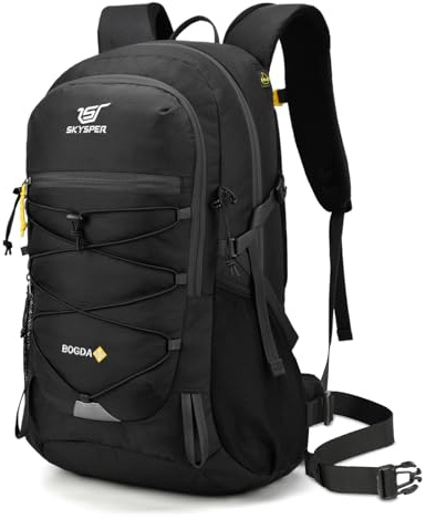 SKYSPER Wanderrucksack 25L, Klein Rucksack mit Rückenbelüftung aus atmungsaktivem 3D Air Mesh Tagesrucksäcke mit Regenschutz für Wandern Outdoor