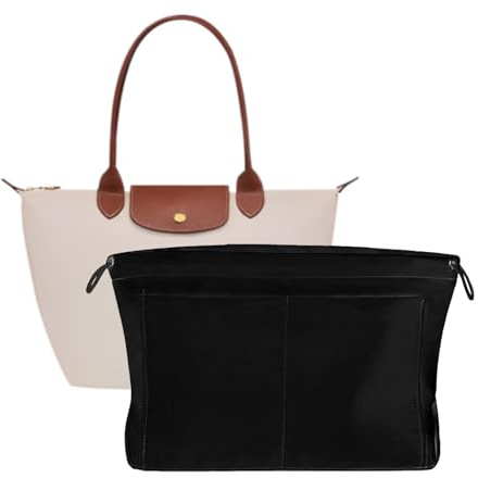 xiruiubao Organizador de Bolsos de Mujer,Bag Organizer con Múltiples Compartimentos,Bolso Interior Organizador para Bandoleras,Resistente a La Abrasión y Transpirable(Negro,Mediano)