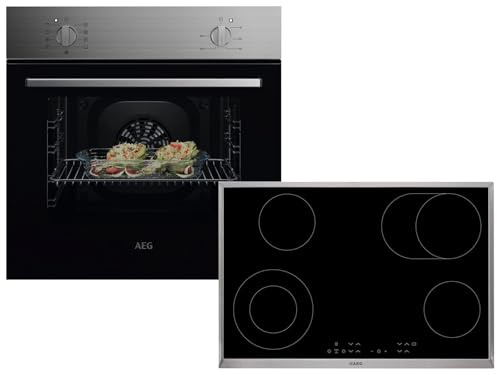 AEG AB03B Set Backofen NBU5A10CM + Glaskeramikkochfeld HK834060XB