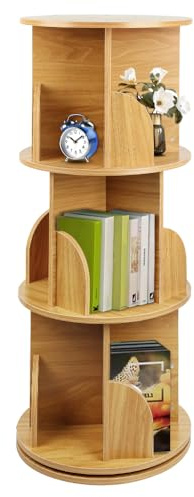 Bibliothèque pour Enfants,Étagère Pivotante à 3 Niveaux pour Livres et Jouets, Étagère à Livres pour Enfants, Étagère de Rangement Autoportante, pour Chambre d'enfants,Ronde (Bois-40*40*97cm)
