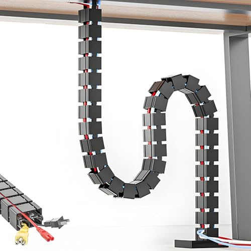 Kabelslang, 130 cm virvel kabelhantering förhindrar kabelavfall, kabelskyddsslang öppen slitskonstruktion för kontor, datorbord och skrivbord