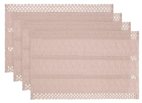 Artoid Mode Pink Farmhouse Woven Rustic Hollow Placemats Set of 4,12x18 Inch Seasonal Holiday Table Mats Party Kitchen Dining Decoration