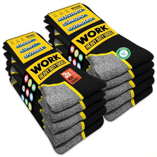 SOXCO 6 Pares Calcetines de Trabajo Hombre WORK Socks, 43-46 (6 Pares)