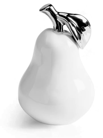 Torre & Tagus Orchard Ceramic Pear Décor for Display on Bookshelf, Living Room, Dining Room, Home Office, White