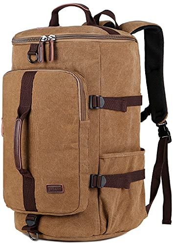 Baosha Vintage Canvas Herren Rucksäcke Convertible Leinwand Reisetasche Wanderrucksäcke Sporttasche Travel Duffel Weekender Bag HB-26 (Kaffee)