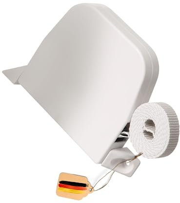 Rollwin Rolladen Gurtwickler Aufputz - aus Deutschland - 155mm Lochabstand Weiß Mini Rollladen Aufwickler mit 5m Gurt 14mm Grau genoppt Mini Wickler aufklappbar inklusive Rolladengurt