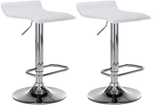 CLP 2er Set Barhocker Dyn Mit Kunstlederbezug I 2 x Höhenverstellbarer Und Drehbarer Tresenhocker Mit Fußstütze, Farbe:weiß