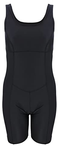 Aquarti Damen Schwimmanzug mit Bein Geschlossener Rücken, Farbe: Schwarz/Nähte Schwarz, Größe: 38