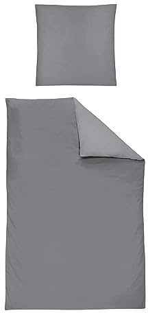 Irisette Mako Satin Bettwäsche 2 teilig Bettbezug 155 x 220 cm Kopfkissenbezug 80 x 80 cm Paris 759277-12 Grafit