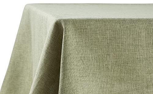 Decomira Tischdecke wasserabweisend Leinen-Optik | Fleckschutz, abwaschbar | Garten-Tischdecke Outdoor, Tischtuch Esstisch | Grün - 150x240 cm