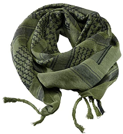 Swift Wear Men's Protective SAS Army 100% Cotton Military Desert Tactical Neck Head Keffiyeh Wrap Combat Sun Hat Scarf Shemagh (Olive Black)