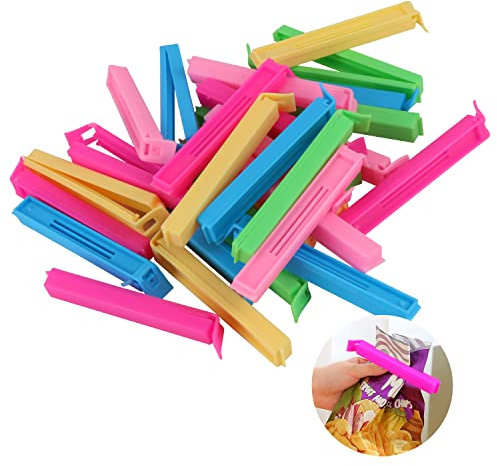 Verschlussclips 30 Stück Tütenclips Nahrungsmittel Beutel Verschlussklammern Lebensmittel Verschluss Clips für Zuhause Küche Büro 11CM, 5 Farben