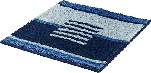 REDBEST WC-Vorlage ohne Ausschnitt Houston - rutschhemmend, Flauschiger Flor, pflegeleicht, für Fußbodenheizung geeignet - blau Größe 50x50 cm